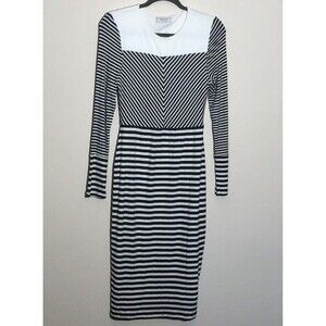 Bailey 44 Black and White Striped Long Sleeve Dress